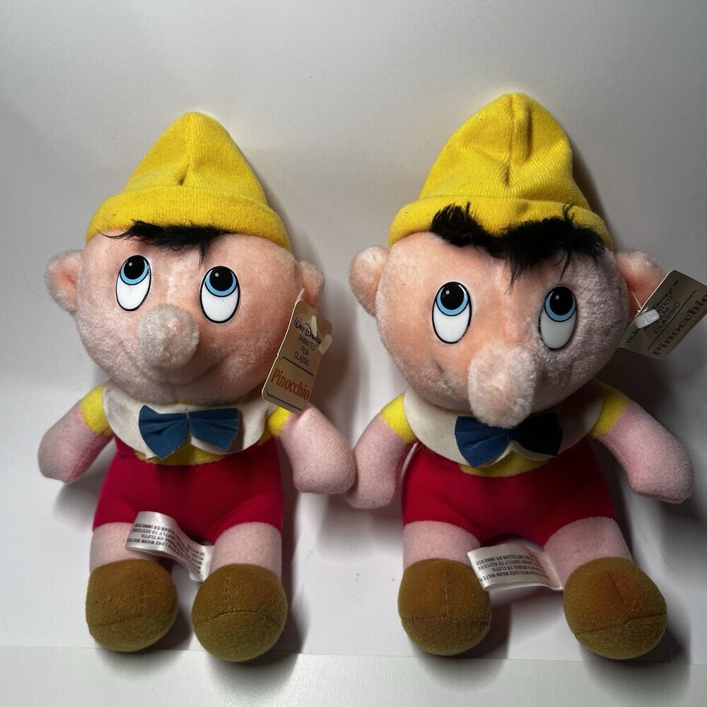 Lot of 2 Vtg 1985 Disney Pinocchio Plush Doll NWT Canasa Trading Corp 8"